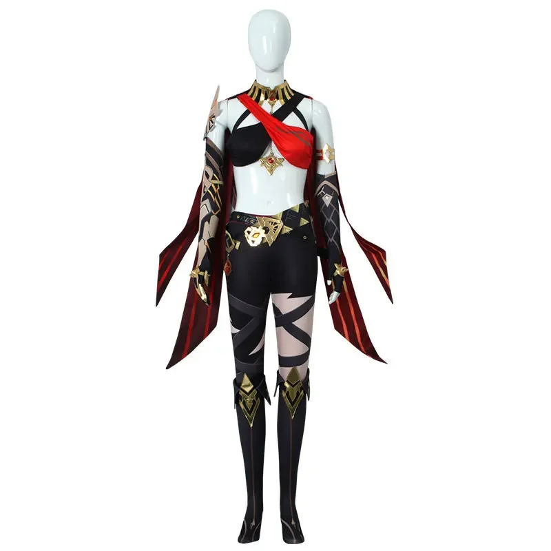 Genshin Impact Dehya Costume Cosplay parrucca Set completo Halloween Carnival Samurai Costume parrucca rossa