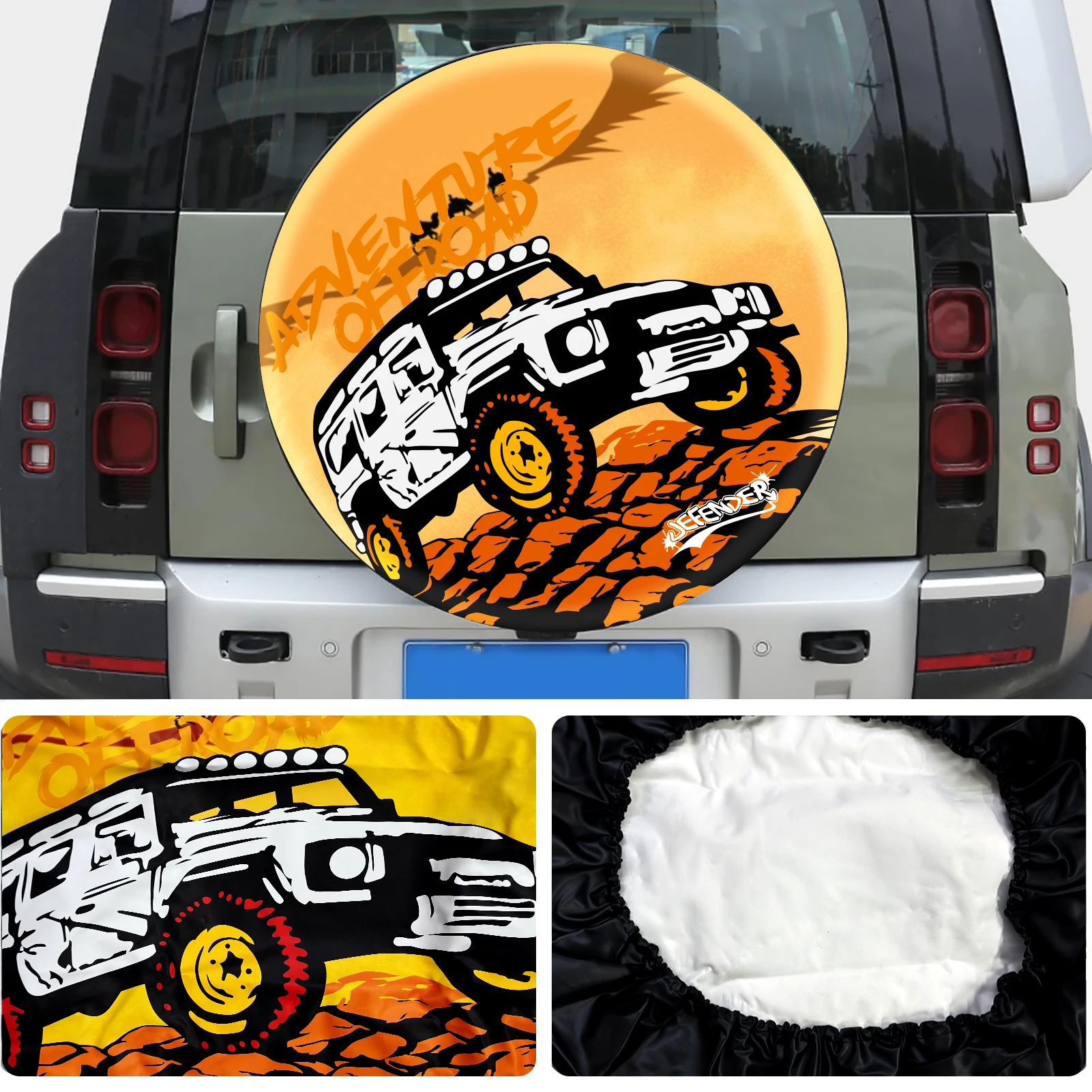 Spare Tire Cover Wheel Protective Cover For Land Rover Defender 90 110 130 Dia. 80-82cm Tire Storage Bag Waterproof Dust-Proof view 3