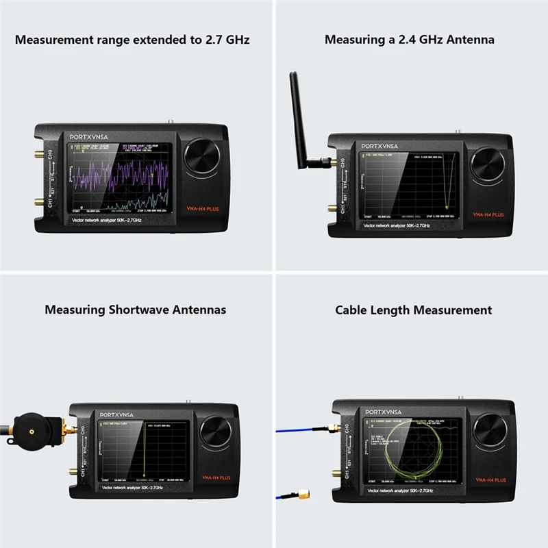 

-ABAB Portable Vector Network Antenna Analyzer 4Inch IPS LCD Display Touch Sreeen 50Khz 2.7Ghz Nanovna-H4 Plus With 32G Card
