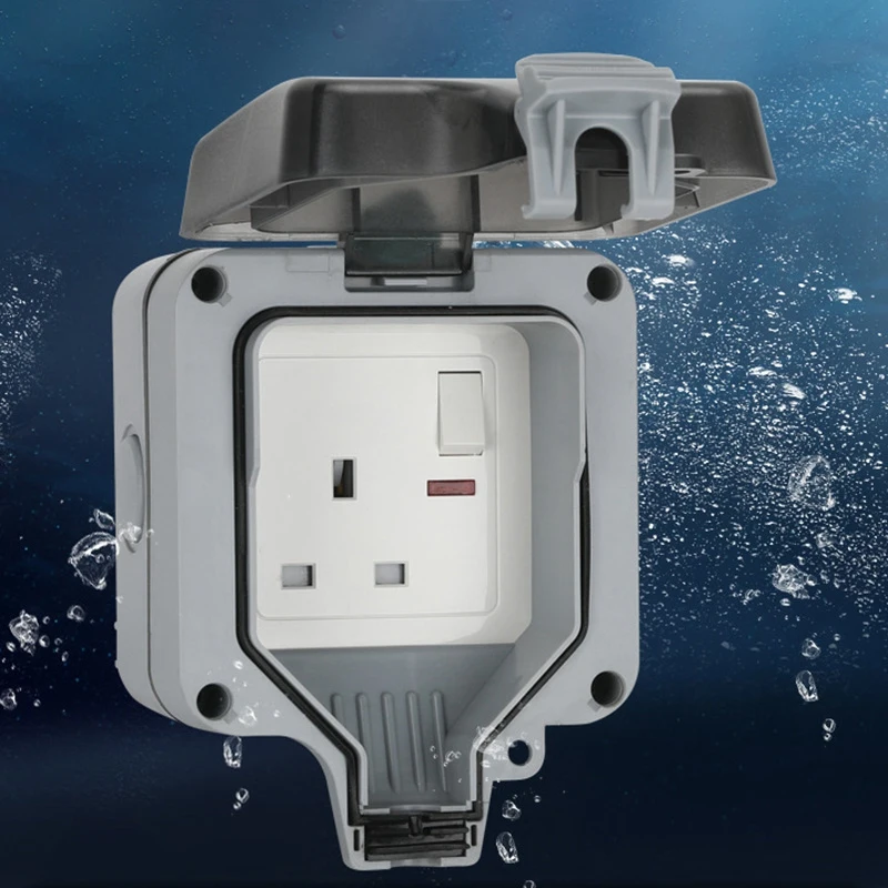 NEW HOT In Stock-IP66 Outdoor Extension Lead 13A Rainproof Charging Socket Outdoor Socket Waterproof Box With Independent Switch