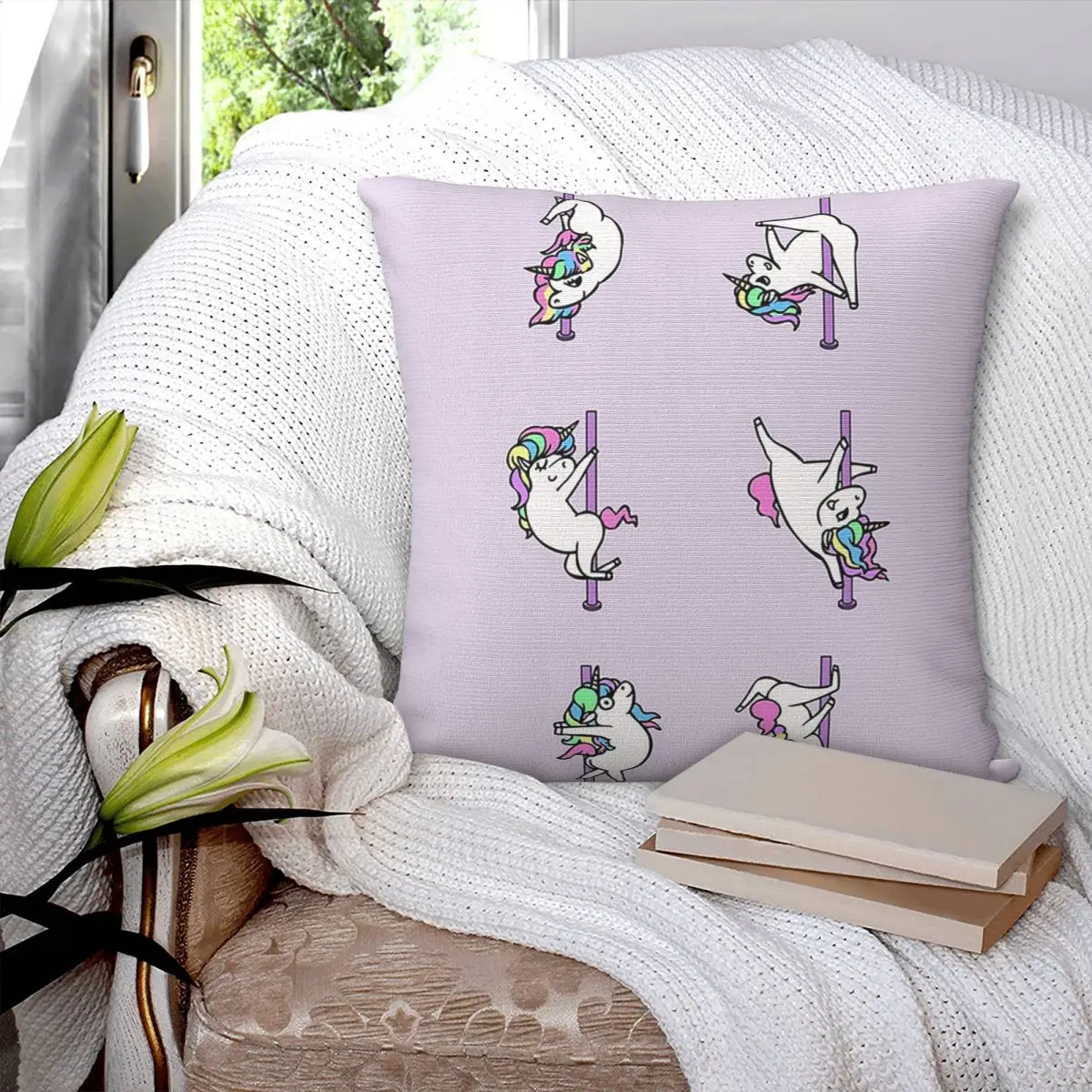 Unicorn Pole Dancing Club Square Pillowcase Pillow Cover Polyester Cushion Decor Comfort Throw Pillow for Home Car