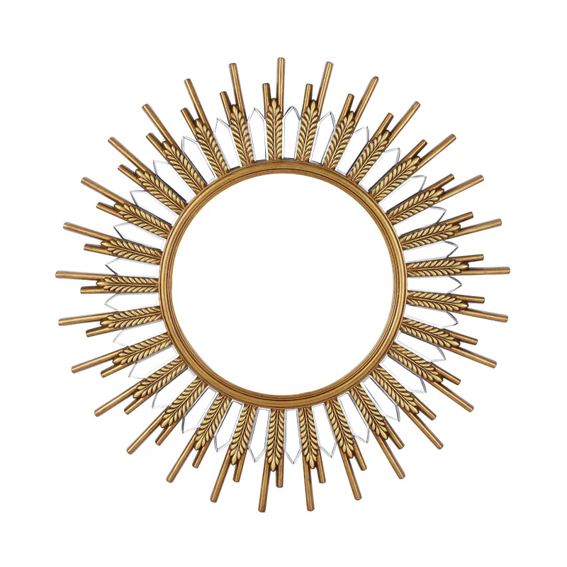 Gilt sunflower creative art mirror living room entrance decorative light luxury mirror wall wall bathroom