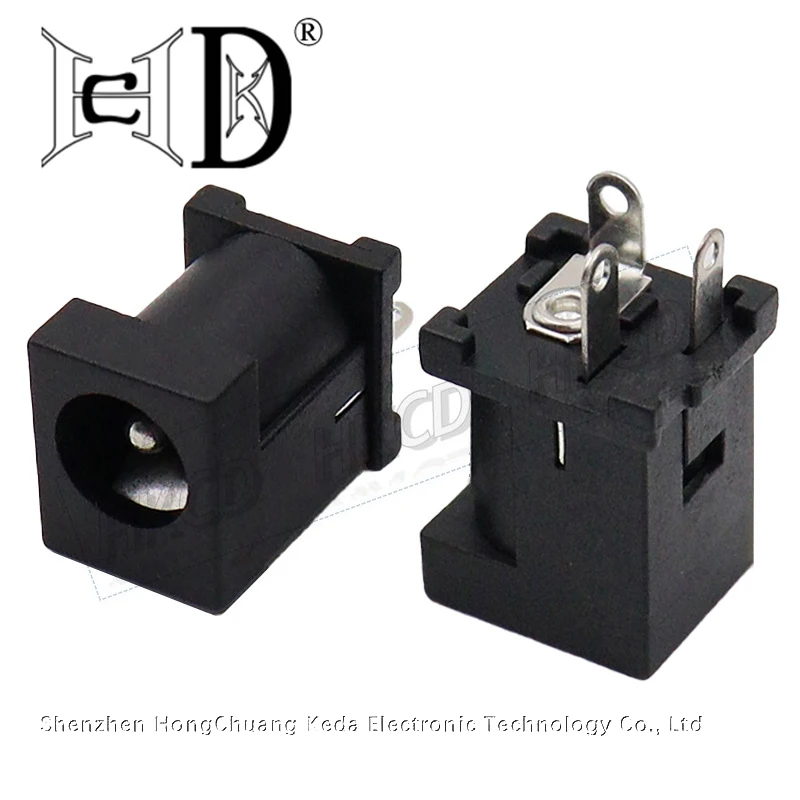 5Pcs DC‑012A Female DC Power Socket 3‑Pin Vertical Through‑Hole 5.5*2.1/2.5mm DC Jack for Electronic Device DIY Replacement