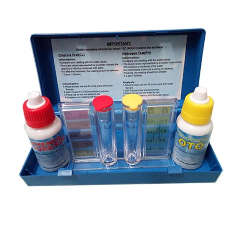 Pool Water Test Kit PH Residual Chlorine Tester Acid Alkali OTO Reagent Swimming Pool SPA Hot Tub Water Testing Strips Checker