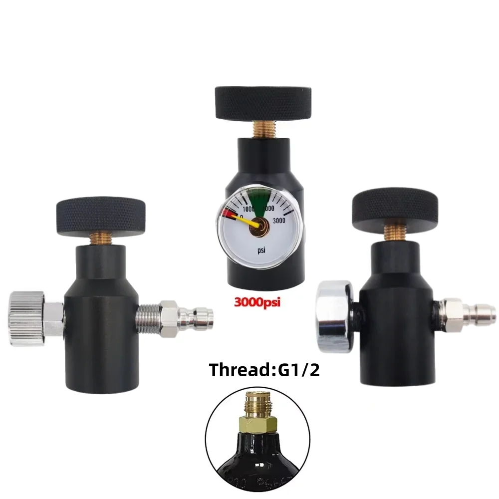 HPA Air CO2 High Pressure Tank Pressure Tester Testing Adapter with 1500 PSI 3000 PSI 5000 PSI Dial, G1/2-14 Threads Gauge
