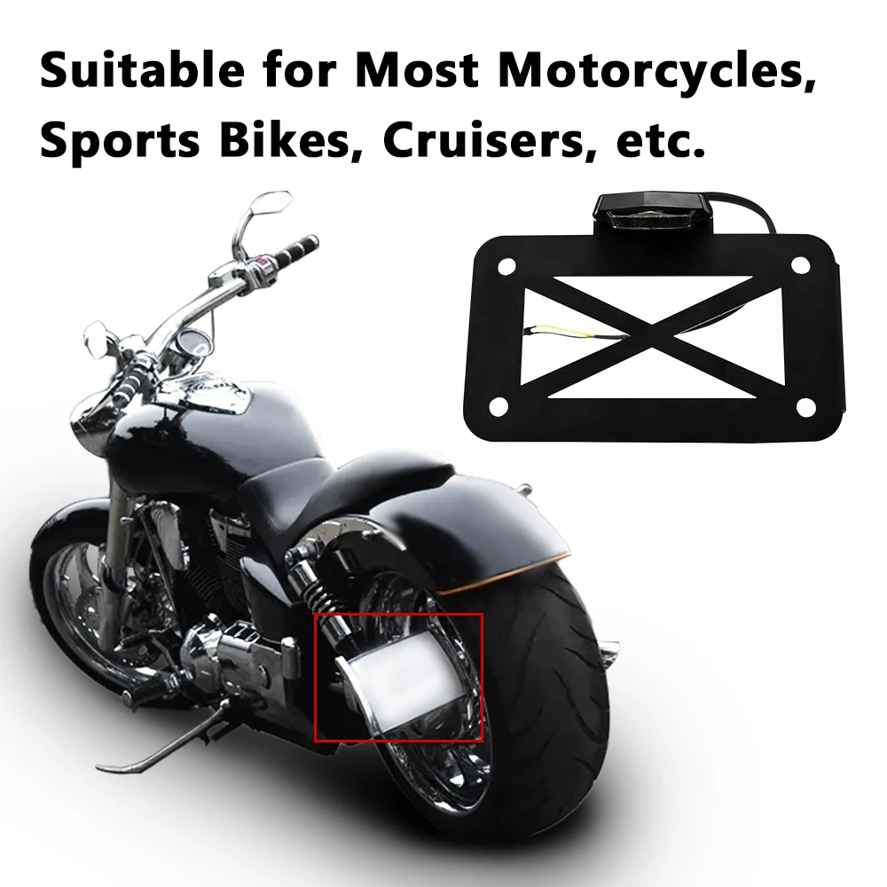 Motorcycle Rear License Plate Holder Bracket With Led Light For Harley Chopper Bobber