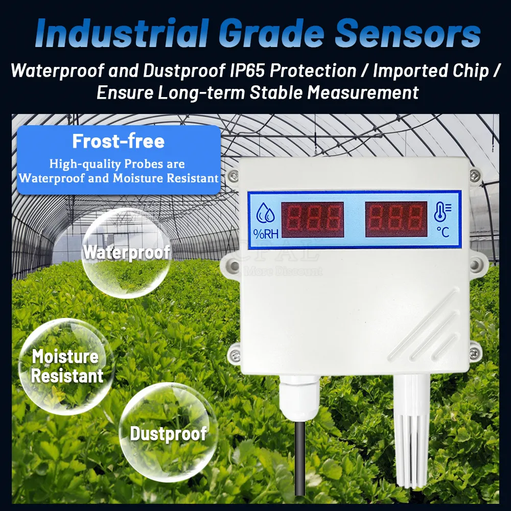 Imagem -04 - Transmissor de Display Digital com Sensor de Umidade de Temperatura Rs485 Analógico 05v 010v 420ma Sensores Impermeáveis