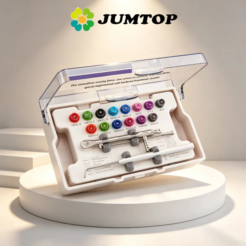 JUMTOP Dental Implant Screwdriver Repair Tools 14Pcs Drivers & Torque Wrench Universal Restoration Kit