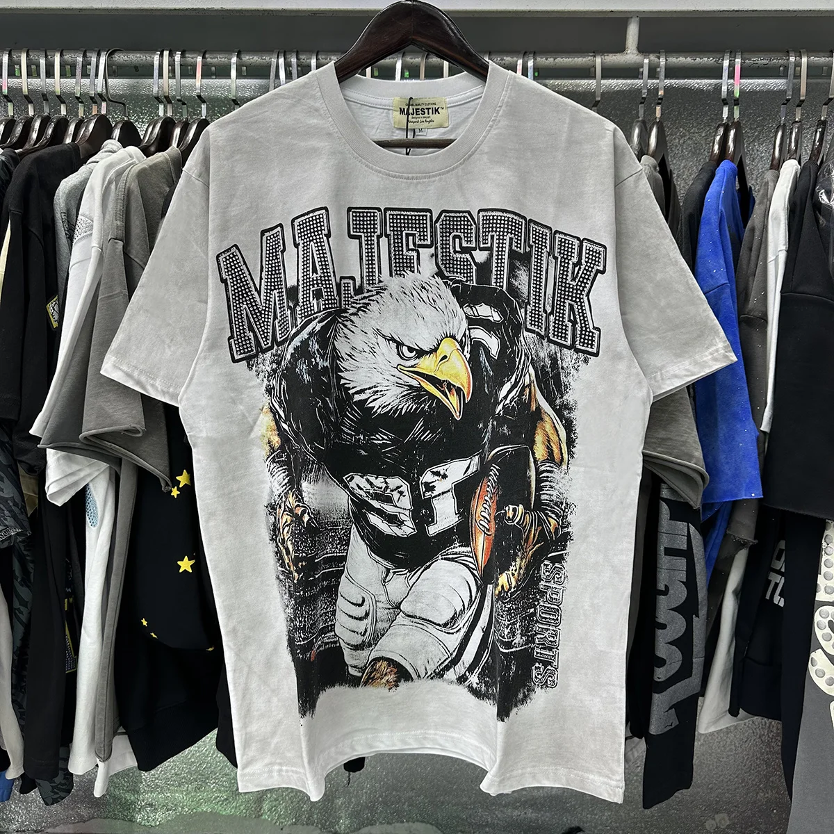 Eagle Football Graphic Crop Tee for Men and Women Vintage Baggy Cotton Summer Tshirts Oversized Streetwear Short Sleeve T-shirt