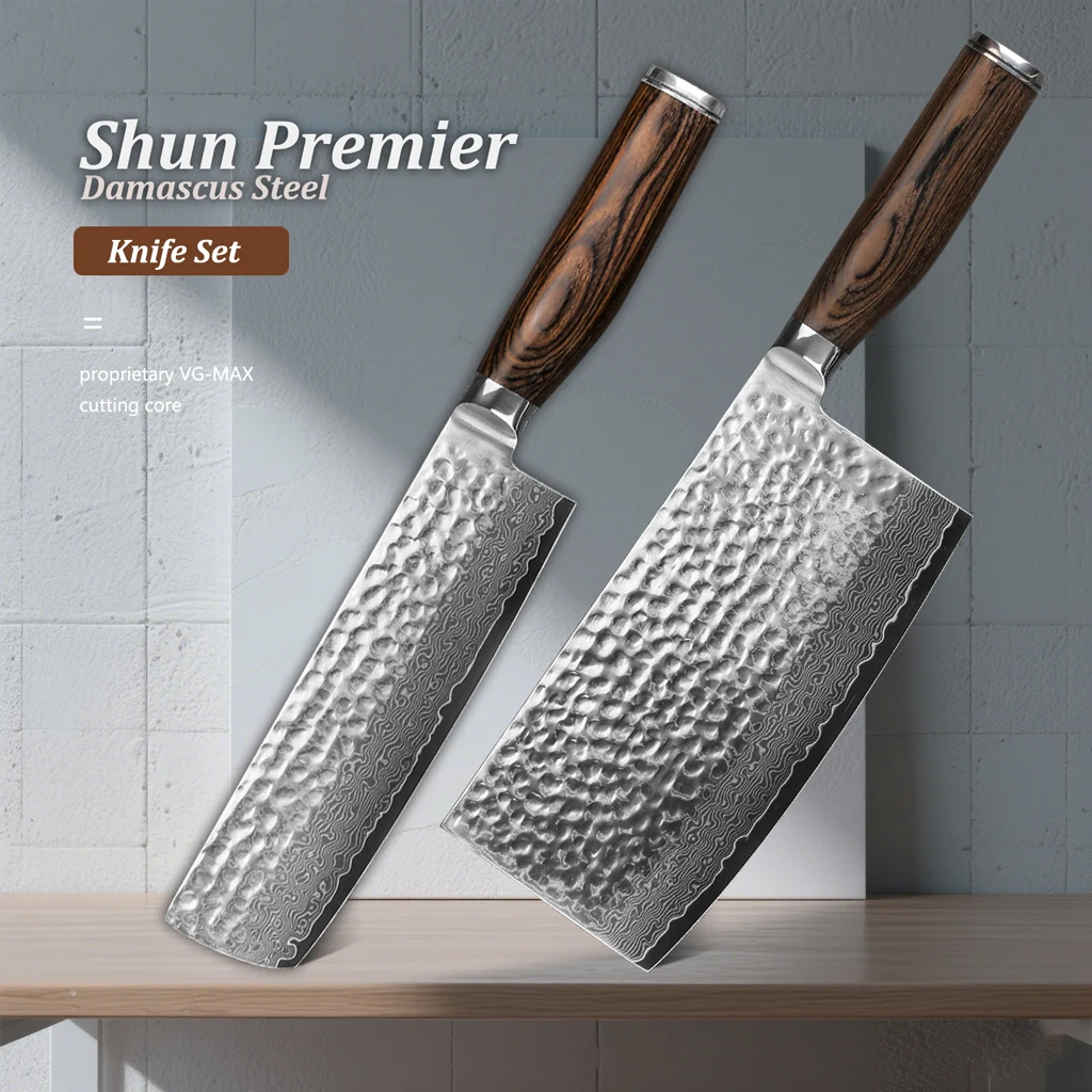2-Pcs Knife Set Damascus Steel VG-Max Japanese Nakiri Knife Vegetable Knife Pakkawood Handle Kitchen Chef Knife