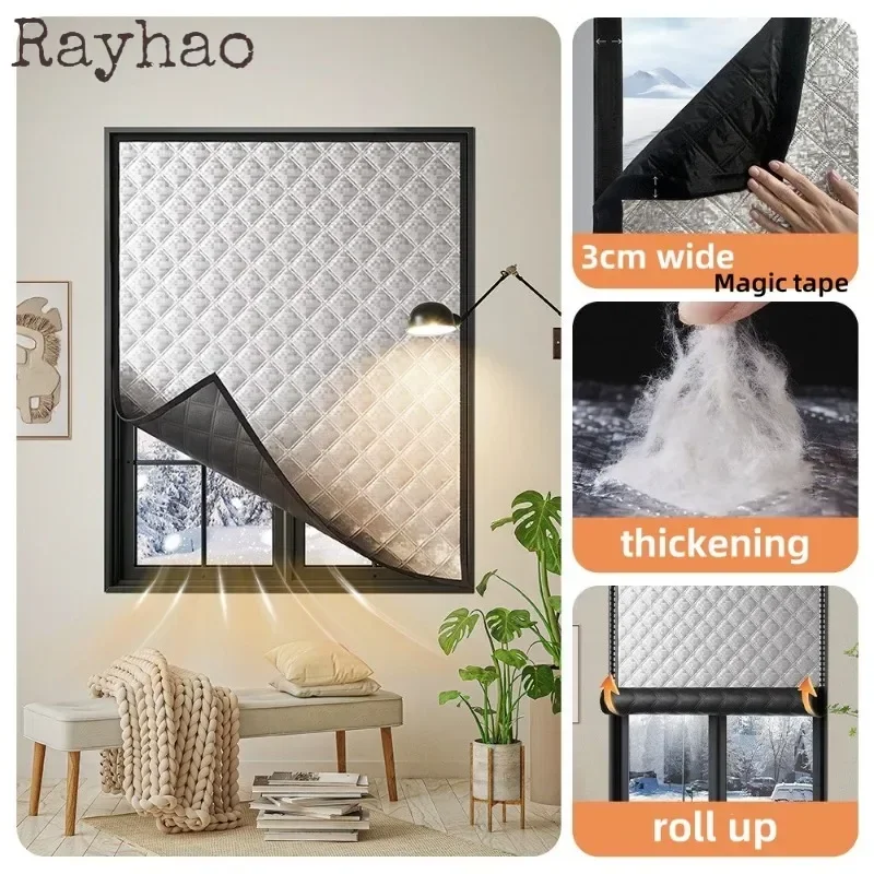 Insulated Windproof Sealed Graphene Curtains Winter Warm Cold-proof Shading Sound Insulation Thicke Fully Sealed Screen Windows