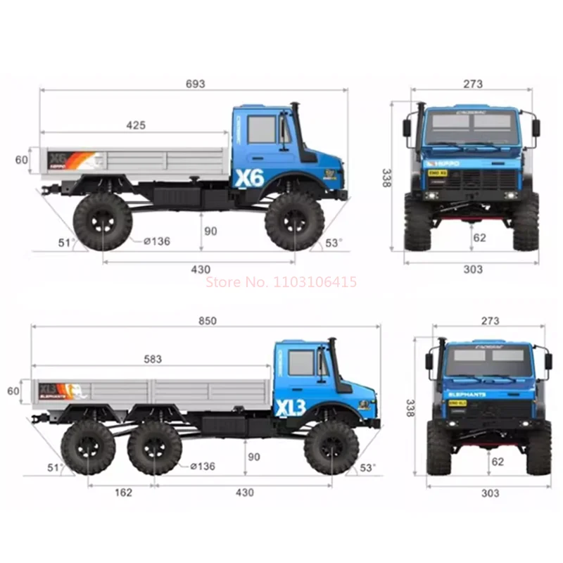 Crossrc 1:8 Emo X6 Large River Horse XL3 Large Wild Elephant Remote Control Electric 4wd Climbing Vehicle Off-Road Vehicle Model