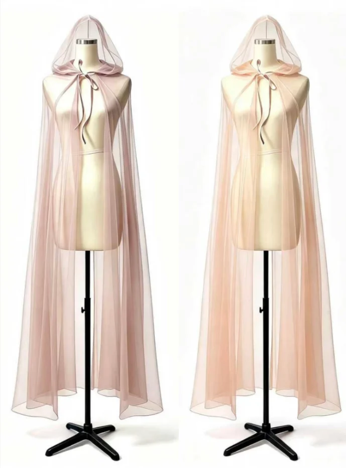 Elegant Colorful Lightweight Summer Sheer Cape Halloween Masquerade Party Versatile Cover Up For Performance Long Hooded Cloak