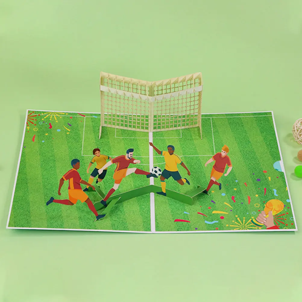 

3D Football Birthday Greeting Card Premium Paper Design for Teens Adults Symbolizes Friendship Cheerful Gift Card 2022