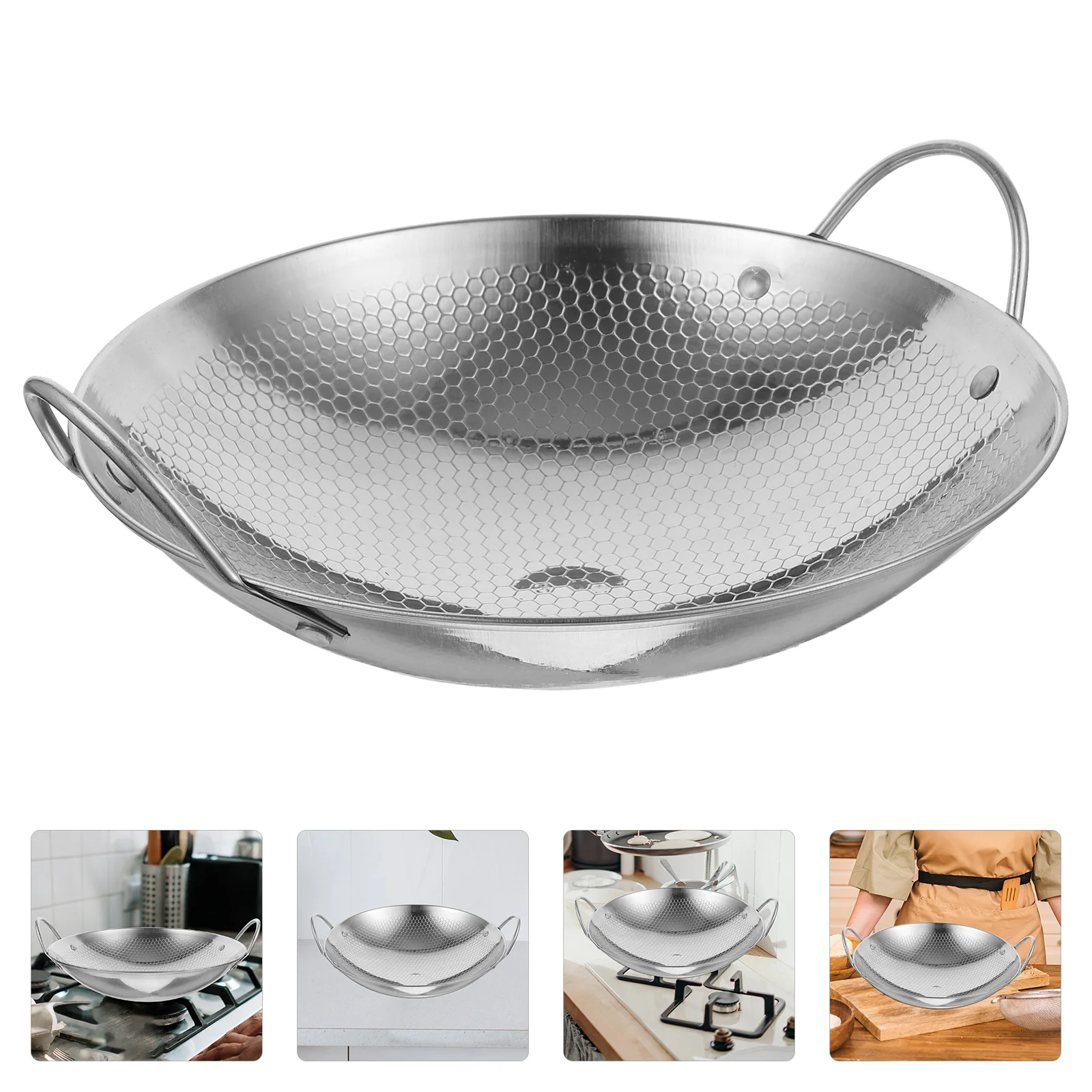 Household Kitchenware Pan Wok Griddle Metal Pans for Cooking Stainless Steel Pot Chinese Style Small Hot Pots