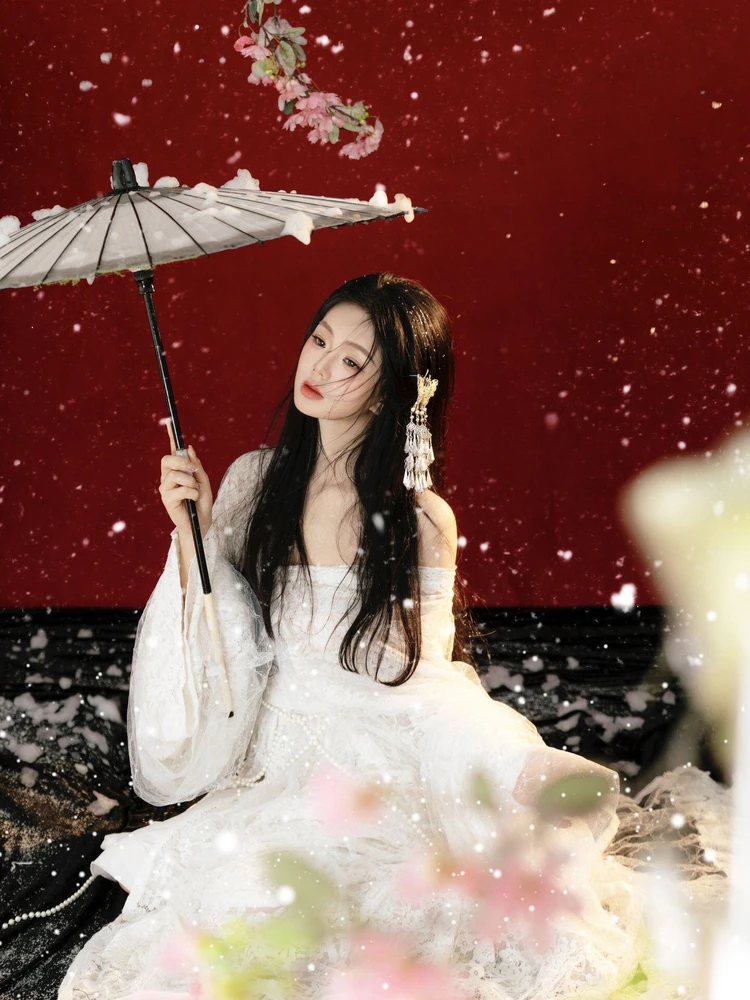 

Ele Snowscape Lace Fairy Skirt Warring States Robe Photoaphy Costume Chilly Aesthetic Traditional Chinese Sle Women's...