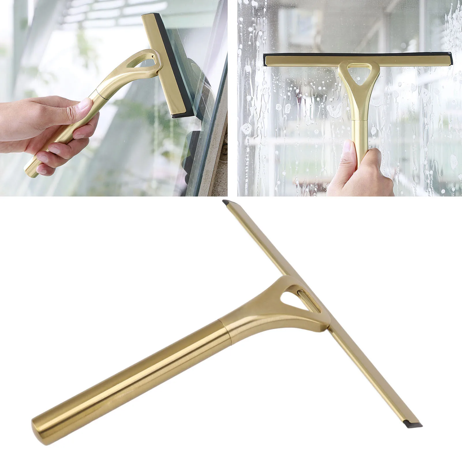 Stainless Steel Squeegee  Shower Squeegee Anti Slip Comfortable Grip Multi Purpose for Bathroom Window for Glass Doors