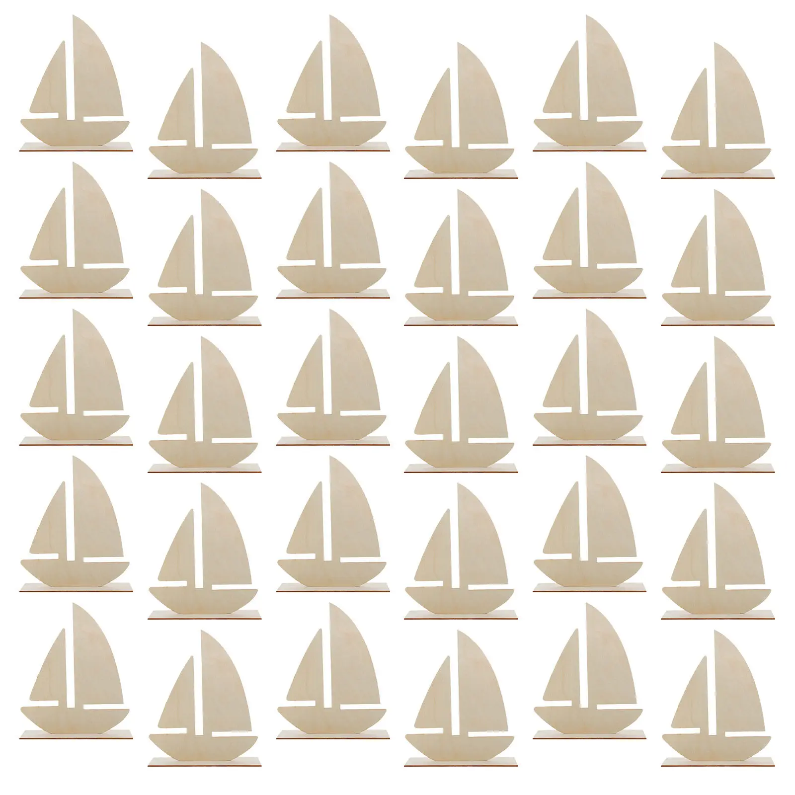 

30Pcs Unfinished Wooden Sailboat Ornaments Blank Craft Cutouts for Painting DIY Nautical Decor Beach Theme Table Decoration