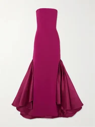 Customized Strapless Boat Neck Mermaid Prom Dress Elegant Open Back Zipper Floor Length Sweep Train With Tail Gown For Women