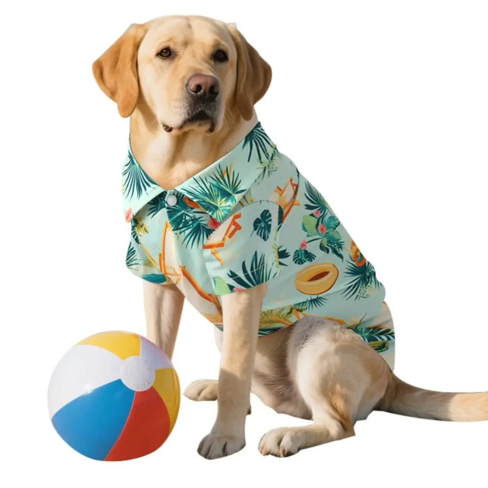 Soft Pet Summer T-Shirt Comfortable Breathable Dog Short Sleeve Lightweight Cool Dog Hawaiian Style Clothes for Large Breed Dogs