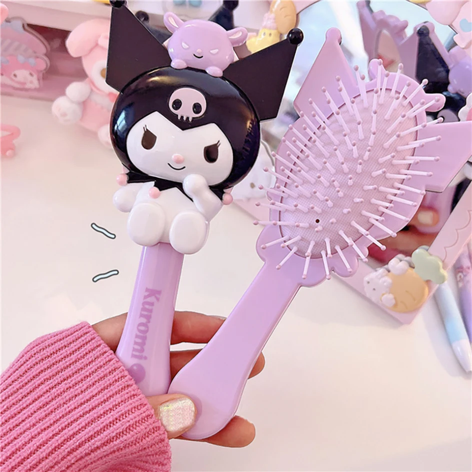 Fashion Hello Kitty Hand-held Massage Airbag Comb Sanrio Anime Cinnamoroll Kuromi Kawaii Cartoon Girl Portable Gift Combs