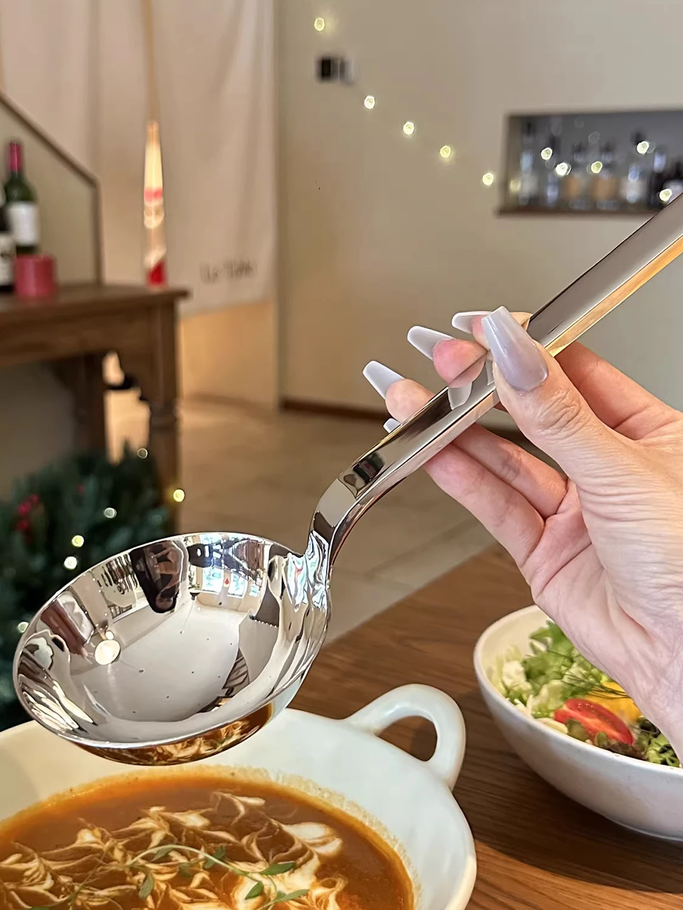 1Pcs Stainless Steel Deepen Tablespoons Soup Ladle Short Handle Large Ramen Bouillon Spoon Kitchen Tableware Cooking Utensils