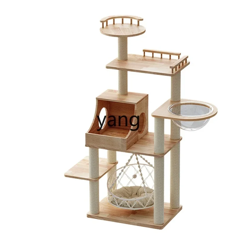 L'm Large Cat Climbing Frame All Solid Wood Cat Nest Cat Tree Integrated Shelf High King Size Swing