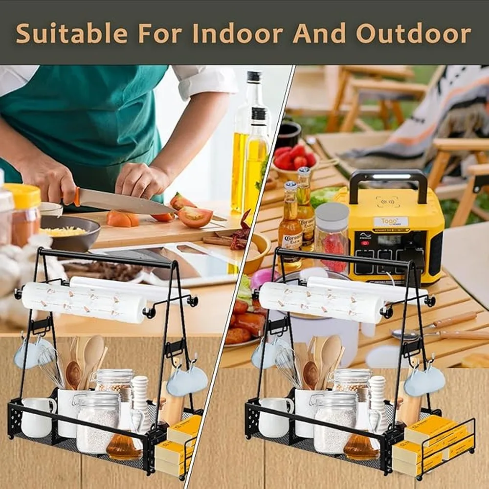 Outdoor Grill Bbq Camping Kitchen Organizer Features Large Capacity Storing Condiment Supplies