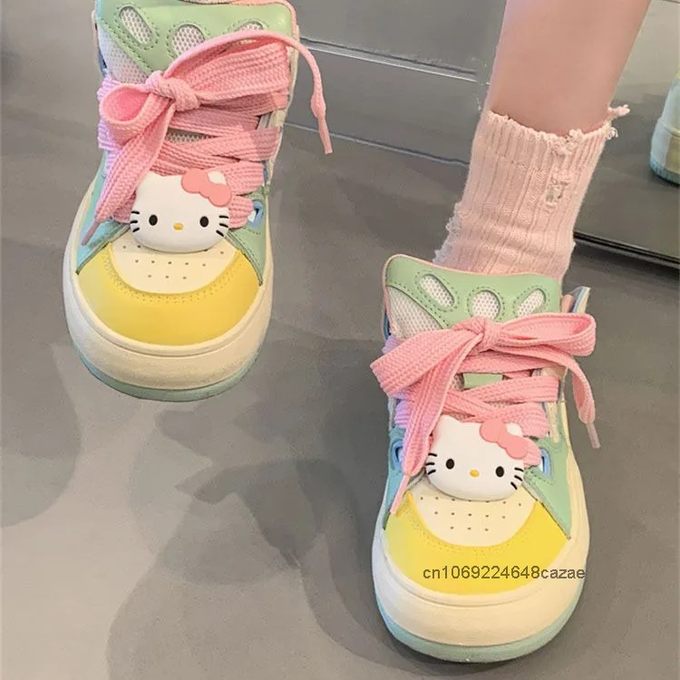 Sanrio Hello Kitty Ice Cream Academy Style Board Shoes Women Korean Version Casual Sports Shoes New Trend Versatile Couple Shoes