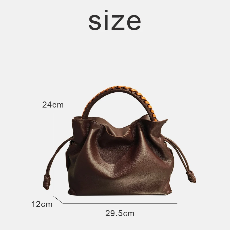 Custom Initials Leather Bucket Bags For Women Luxury Designer Handbag Purse 2026 New In Cowhide Weaving Handle Underarm Shoulder