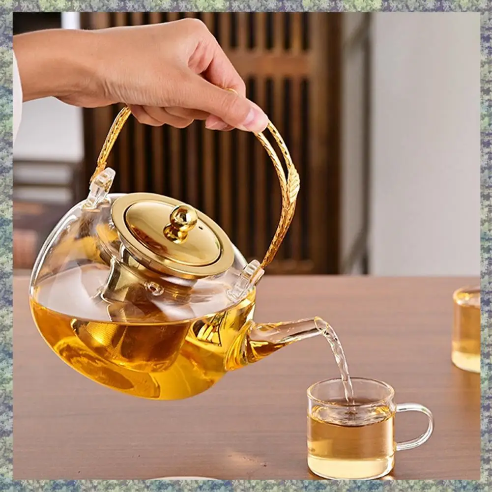 

WON Thickened Glass Teapot Transparent Teapot Filter Teapot Home Heat-Resistant Flower Teapot