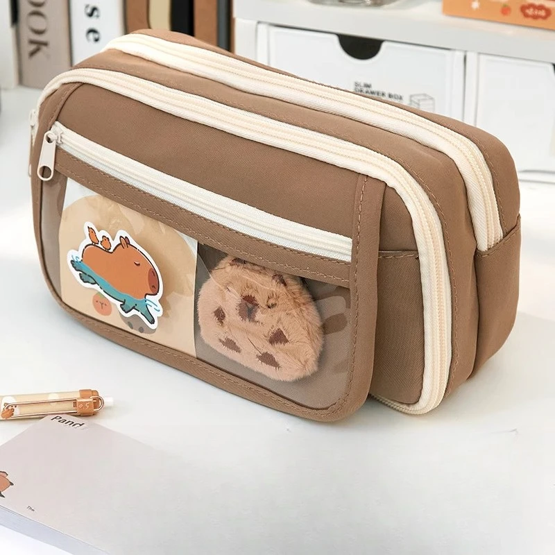 Capybara Pencil Case for Girls - High-Cutie, Large Capacity, Multi-Functional Stationery Box for Junior High School Students