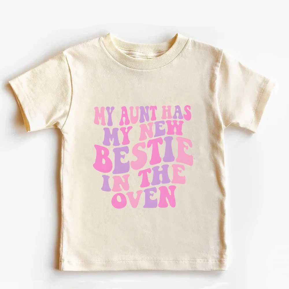 My Aunt Has My Cousin/ BestieIn The Oven Toddler Shirt, Retro Pregnancy Reveal Tee Shirt Pregnancy Announcement Gift