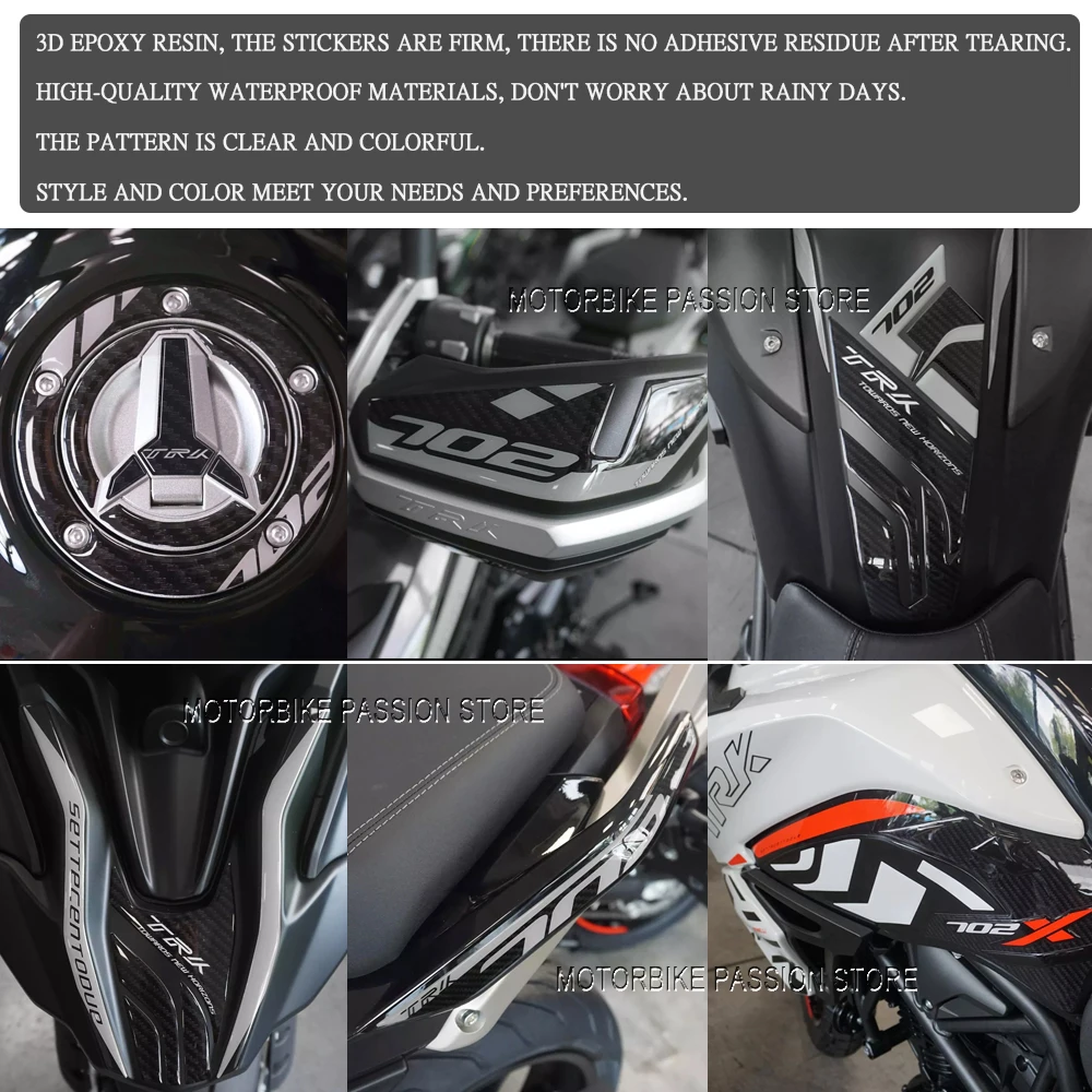 TRK702X 2023 Sticker 3D Gel Epoxy Sticker Kit 3D Motorcycle front end Protection Sticker for Benelli TRK 702 TRK 702X 2023