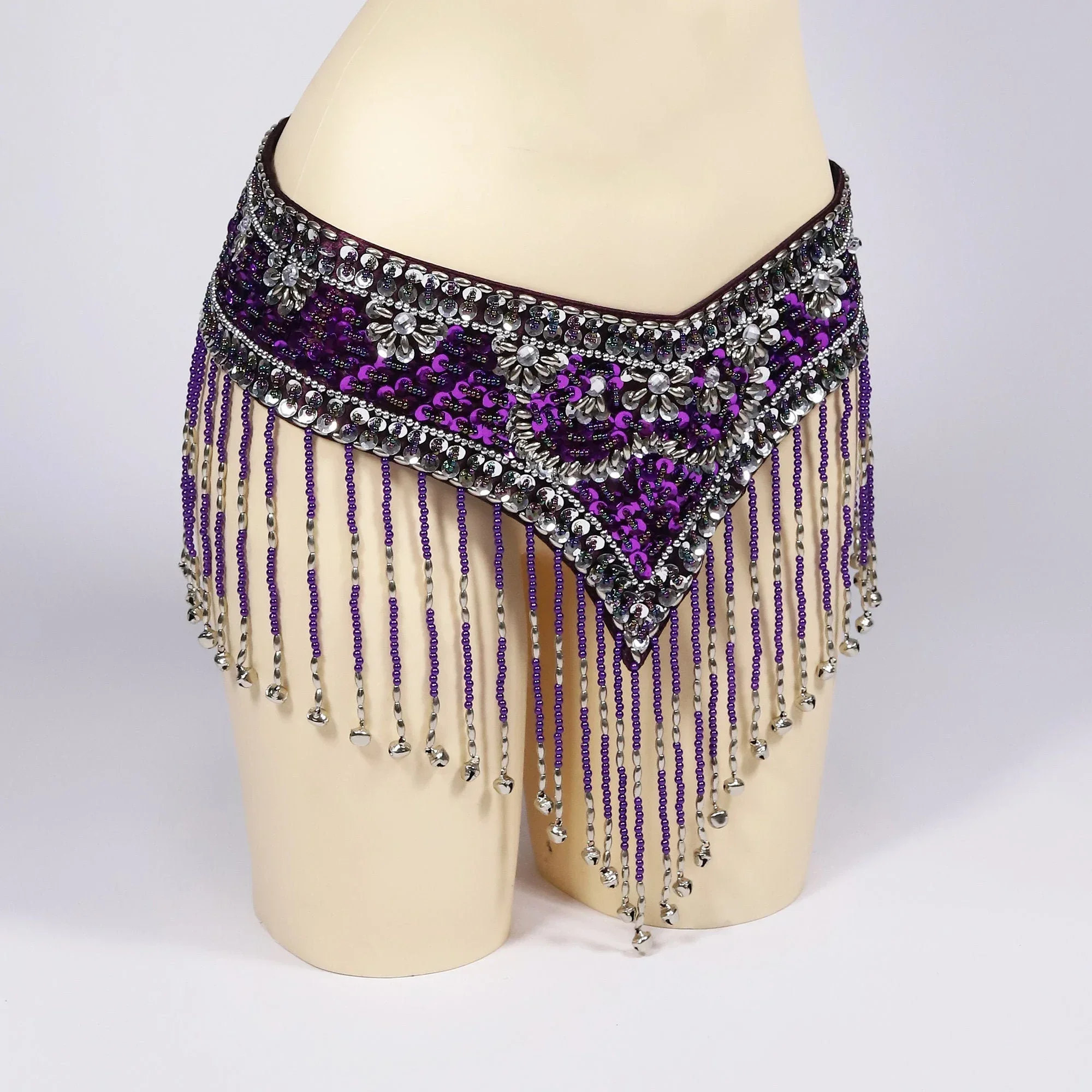 

Женская одежда для танца живота V-образный пояс для танца живота в форме кабаре с бахромой и колокольчиками