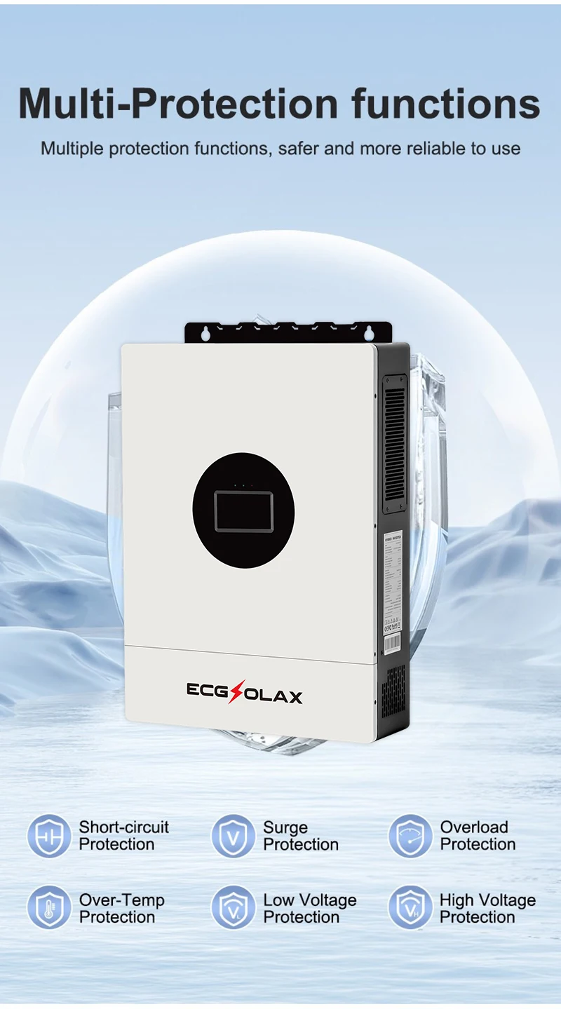 ECGSOLAX 120 فولت/240 فولت عاكس للطاقة الشمسية الهجين 36KW 48 فولت خارج الشبكة الشمسية الهجين العاكس المدمج في واي فاي الولايات المتحدة القياسية سبليت المرحلة العاكس
