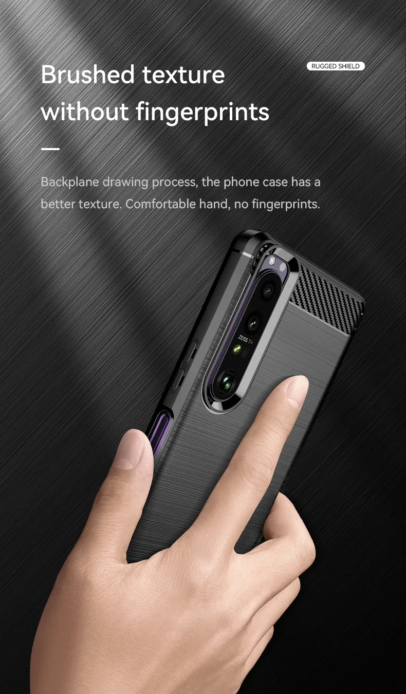 Carbon Faser Weiche Silikon Fall Für Sony Xperia 10 1 5 II III IV V VI Gebürstet Textur Zurück Abdeckung Anti schock Shell Fall Funda – Detail 6