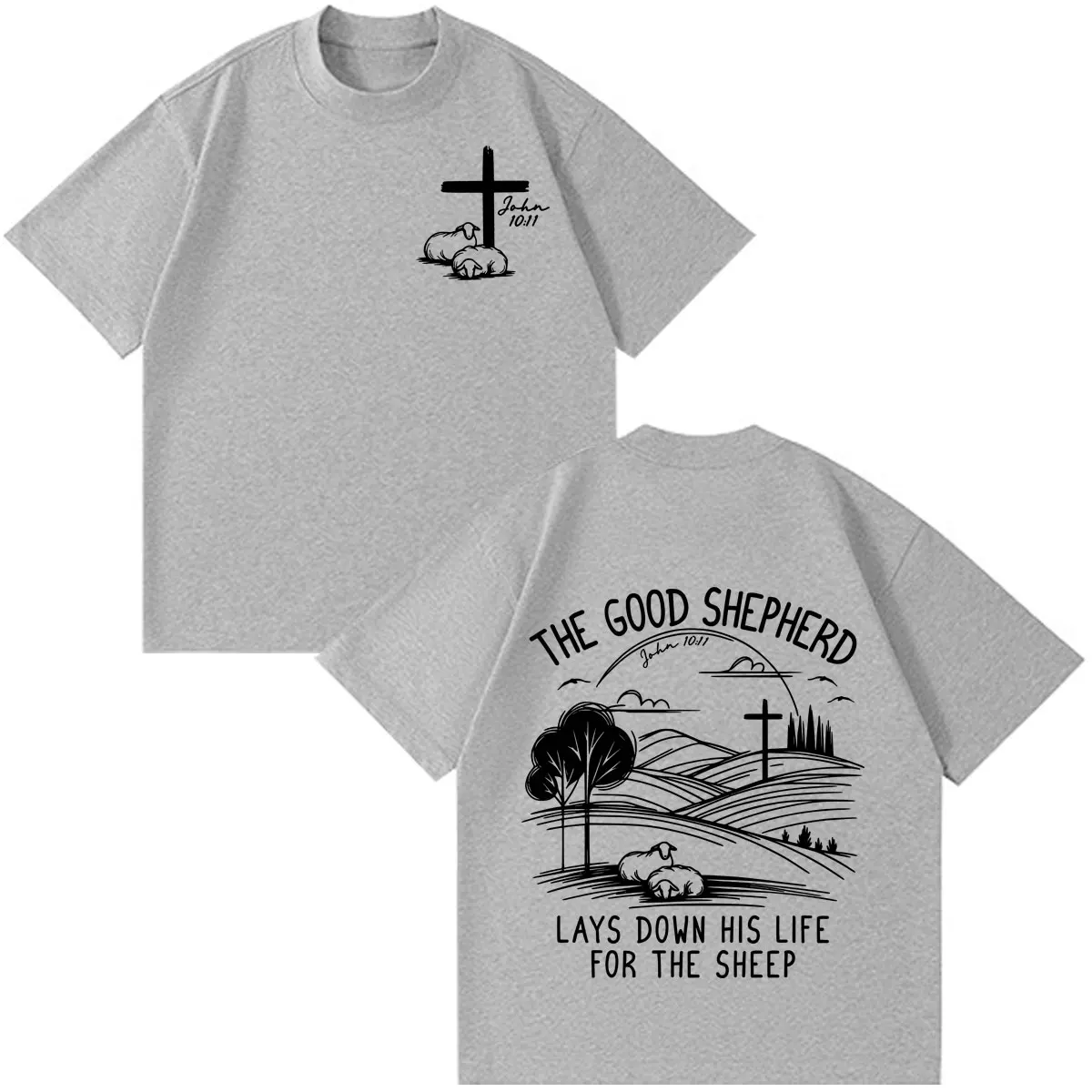 Good Shepherd Christian Bible Verse Fashion Graphics T-shirt Men Women Hip-hop T-shirts Loose Casual Cotton Oversized T-shirts