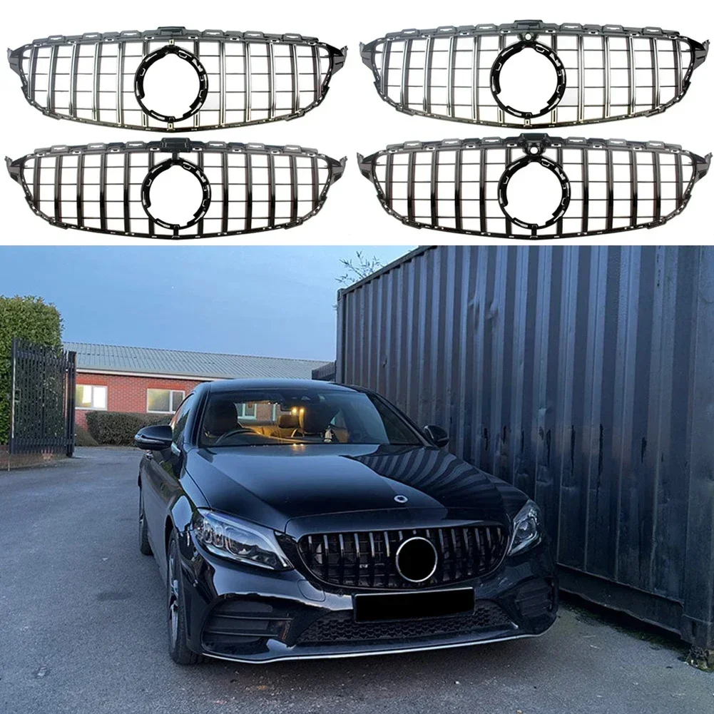 Front Bumper Racing Grill Billet Grille Cover For Mercedes-Benz W205 C-Class 2019 2020 2021