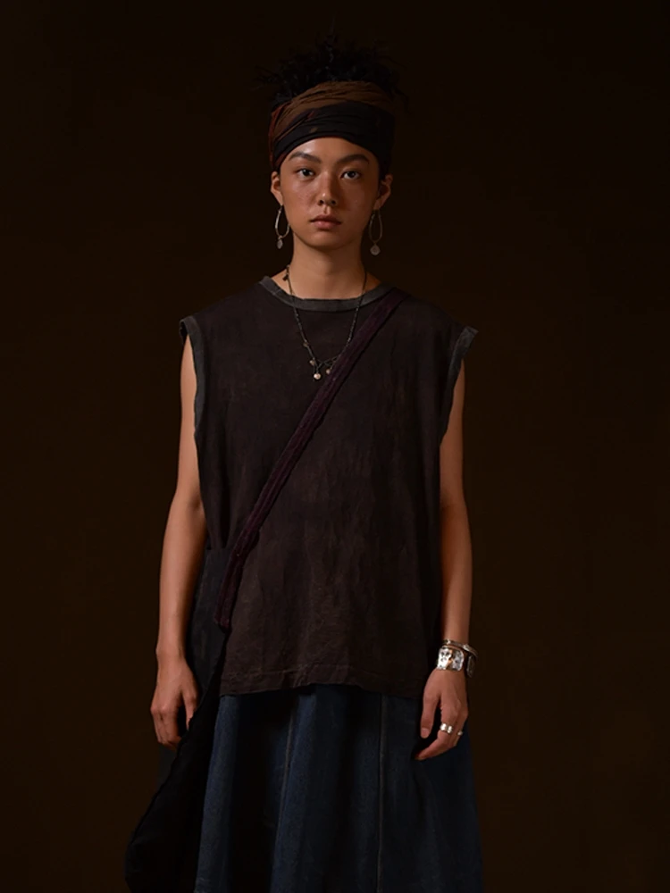 

Original Design Loose Casual Vest Left Bank Mystical Fraance Plant Dyeing Women's Faion Summer Regenerated RPET Fabric Co...