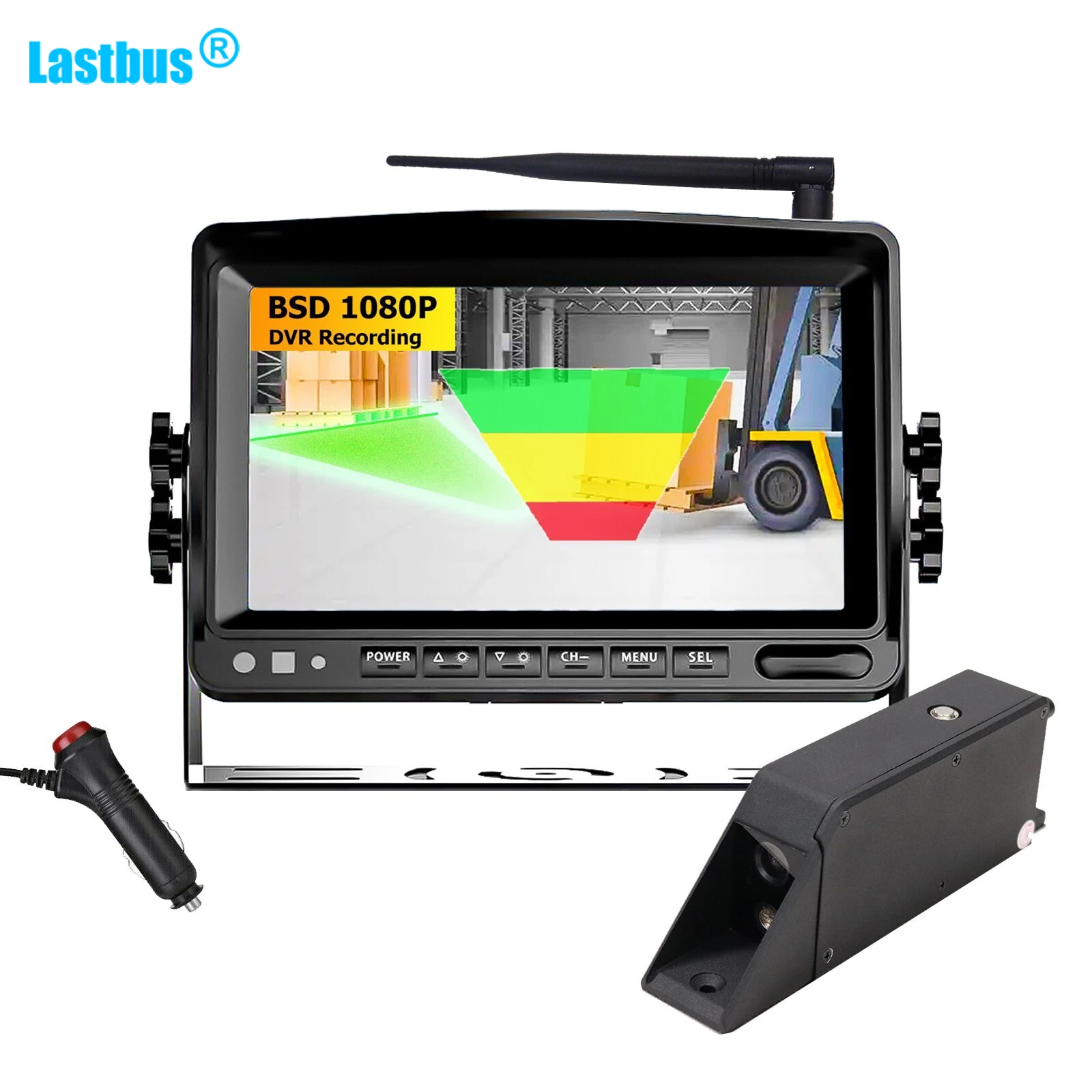 

Lastbus Wireless Laser Light Magnetic Forklift Camera Power Bank With 7" DVR BSD Monitor