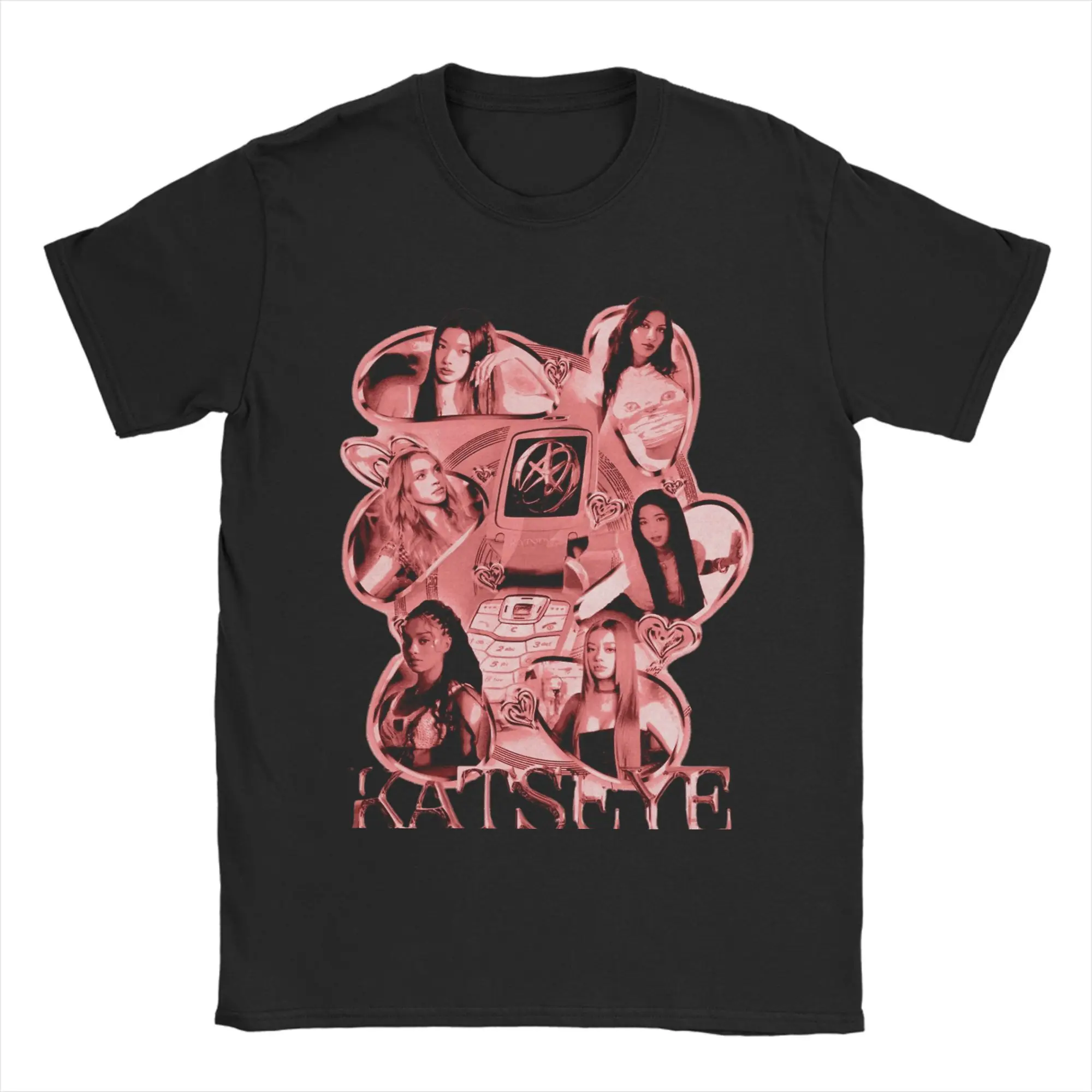 

Футболка с эффектом свечения Girl Band Katseye, пляжные винтажные футболки, хлопковая новинка, футболка для взрослых, повседневные футболки с короткими рукавами