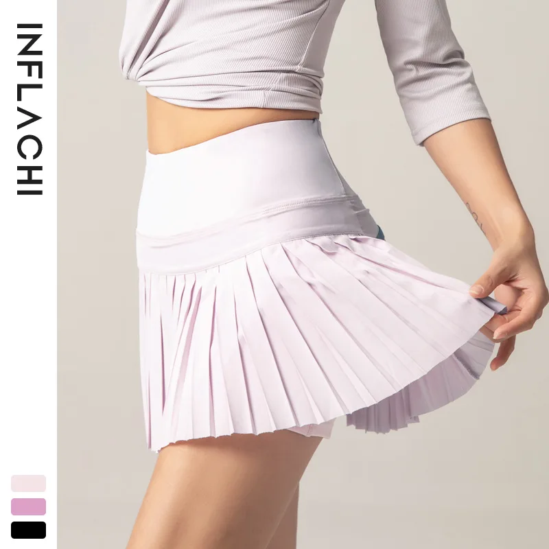 Breathable Tennis Sports Skirts Quick-dry Women Outdoor Running Badminton Golf Mini Pleated Skirts with Built-in Shorts Pocket