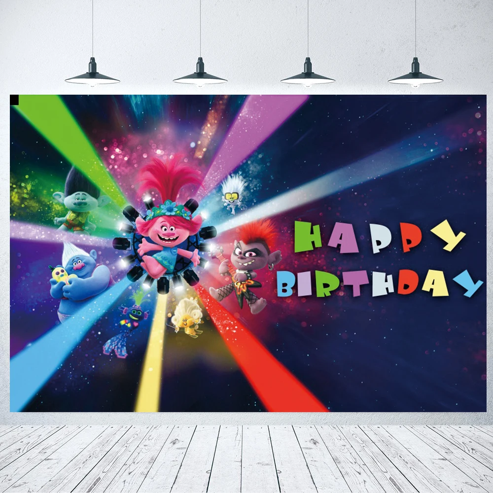 Hasbro Trolls Branch Poppy Baby Shower Birthday Party Supplies Background Photography Photo Backdrop Stage Props Banner Poster