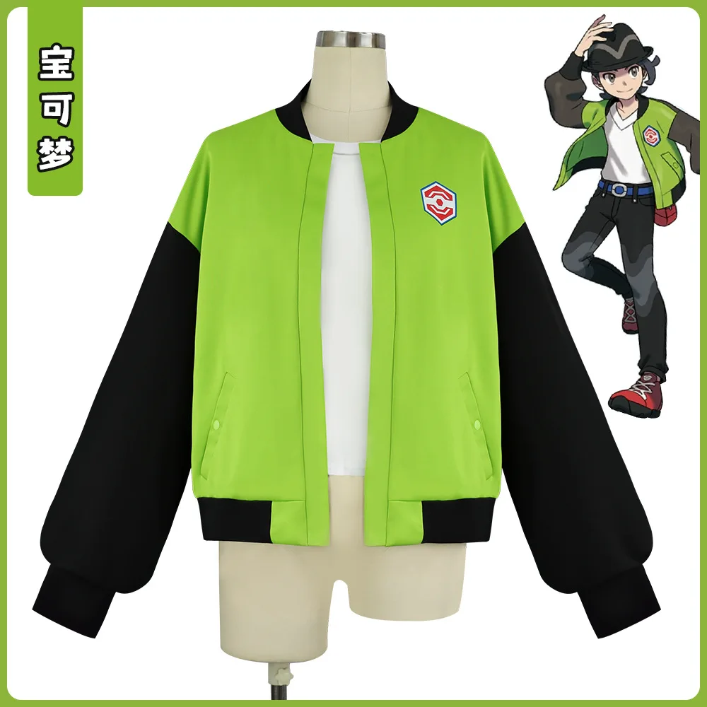 

New Model Anime Game ZA Mon Cosplay Hero Heroine Costume Green Punk Hip-Hop Baseball Jacket White Black Hat Hallow Disfraz