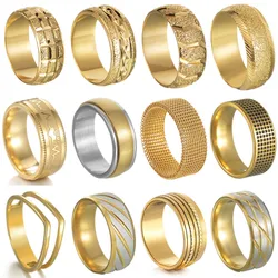 High Quality Gold Color Wedding Ring for Women Men Couple Rings Chunky Geometric Circle Minimalist Ring Jewelry Valentine's Gift