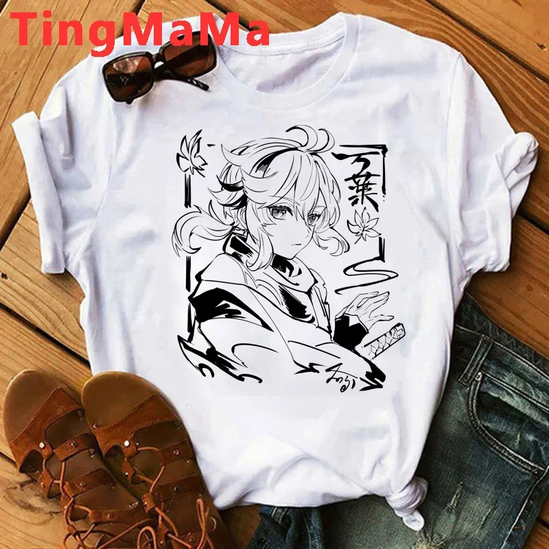 Genshin Impact Hu Tao Xiao Kaedehara Kazuha Top Tees Male White T Shirt Vintage Graphic Tees Women Tshirt  Harajuku