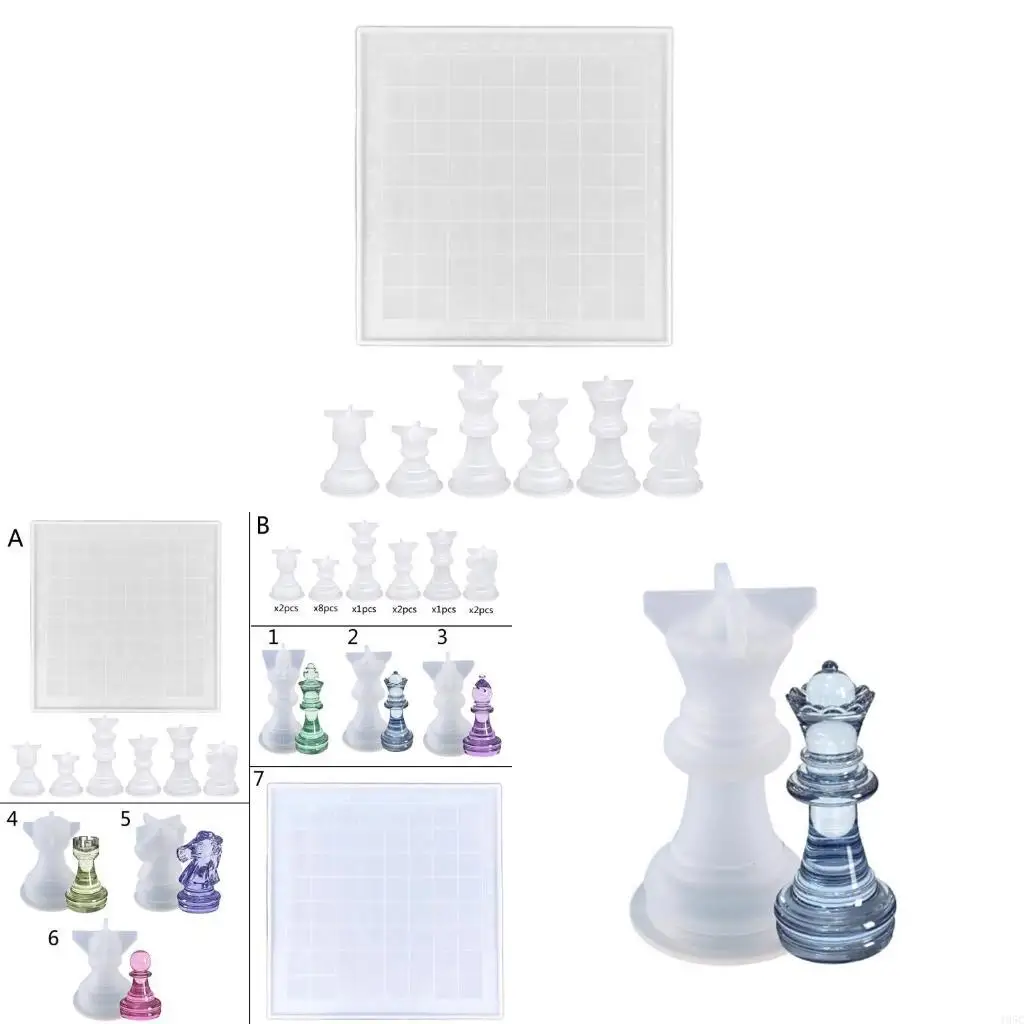 195C 3D International Chess Piece Mold Jewelry Resin Casing Mold Easy to Use