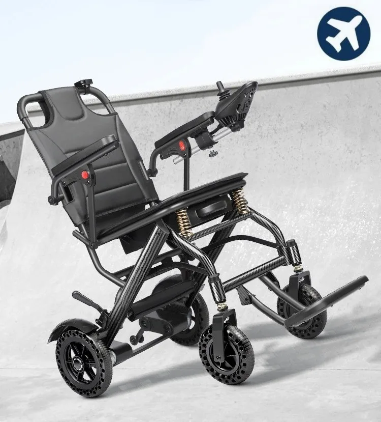 10A Lithium Battery Remote Control Brushless Motor Carbon Transfer Shock-absorbing Lightweight Foldable Electric Wheelchair