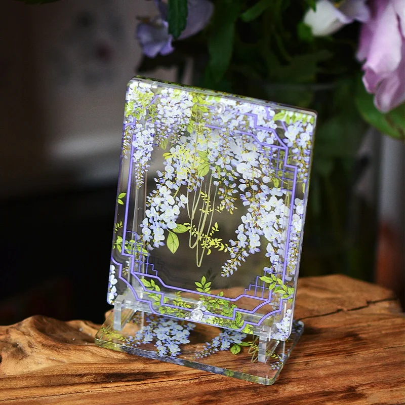 Oriental Floral 3.5/6 Inch Acrylic Photo Frame, Chinese Ancient Style Card & Postcard Display Holder, for Anime Kpop Merch Decor